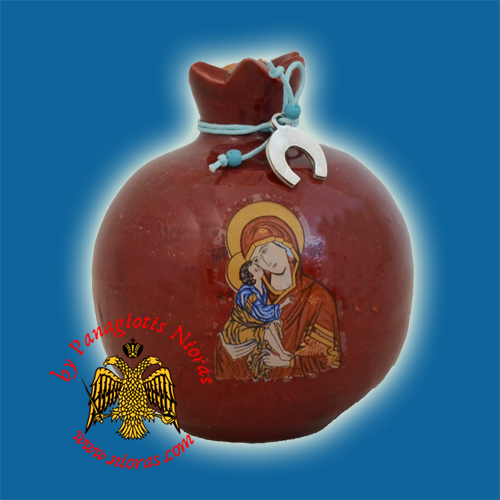 Ceramic Pomegranate Brown Red Colour with Theotokos